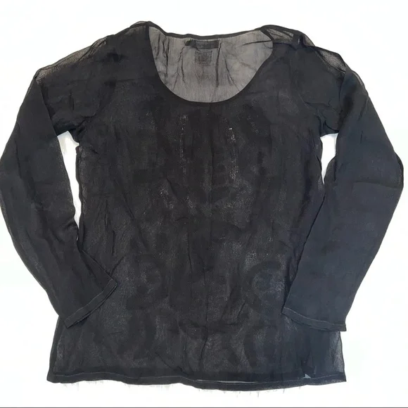 Antik Batik Black Sequined Long Sleeve Sheer Shirt Size 38 / 8 NWOT - Picture 2 of 6